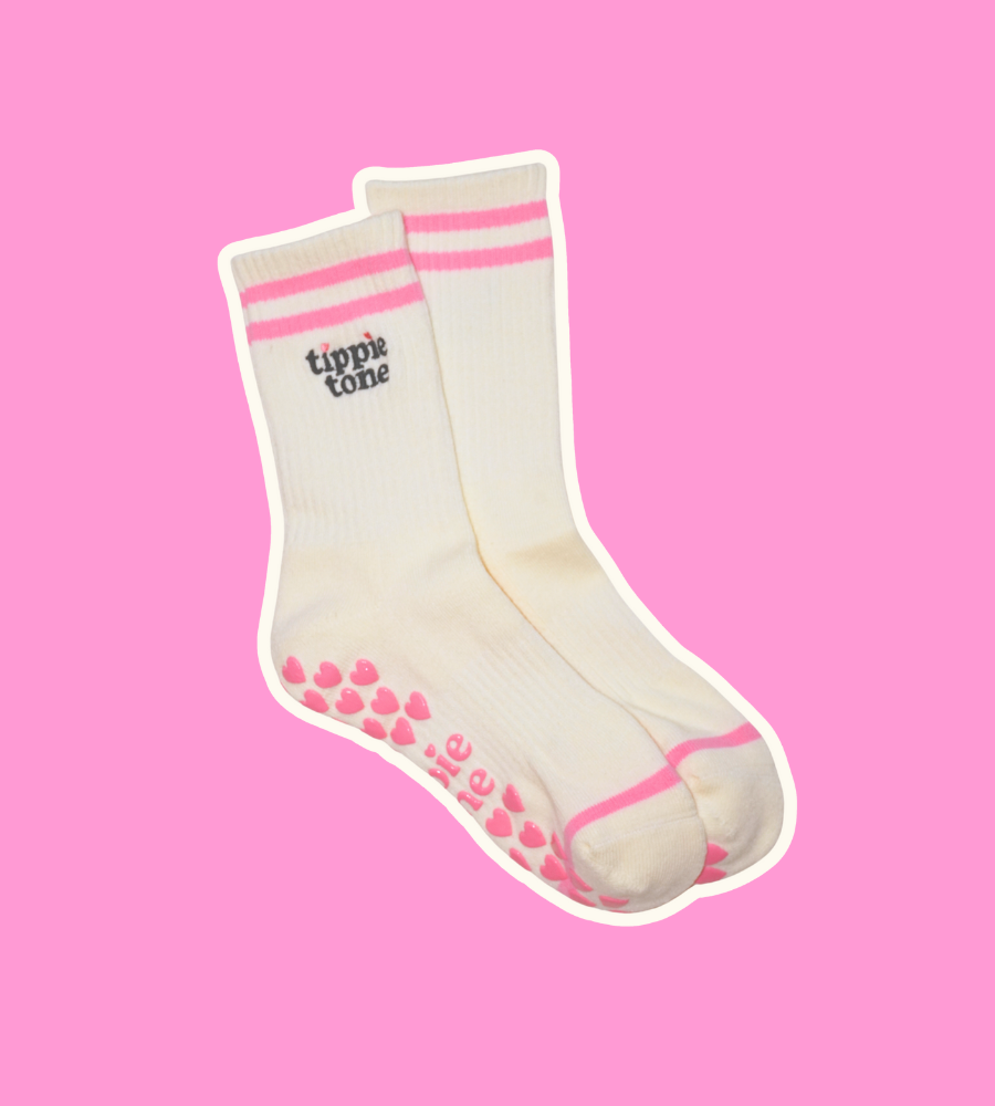 New Classic Pink Pilates Crew Socks
