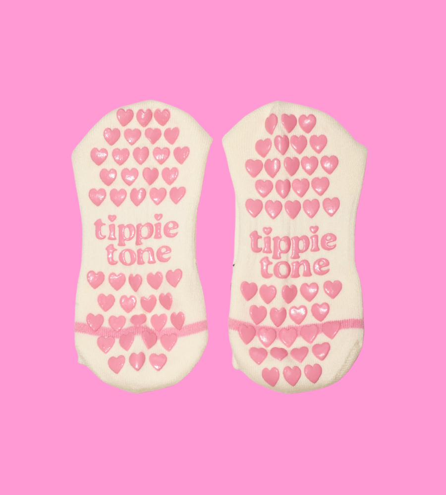 New Classic Pink Pilates Crew Socks
