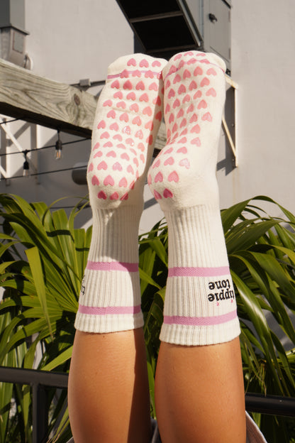 Classic Pink Pilates Crew Socks